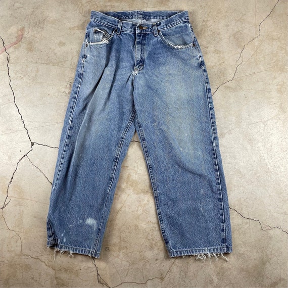 Vintage Size 32 Lee Frayed Hem Jeans Trashed Deni… - image 2