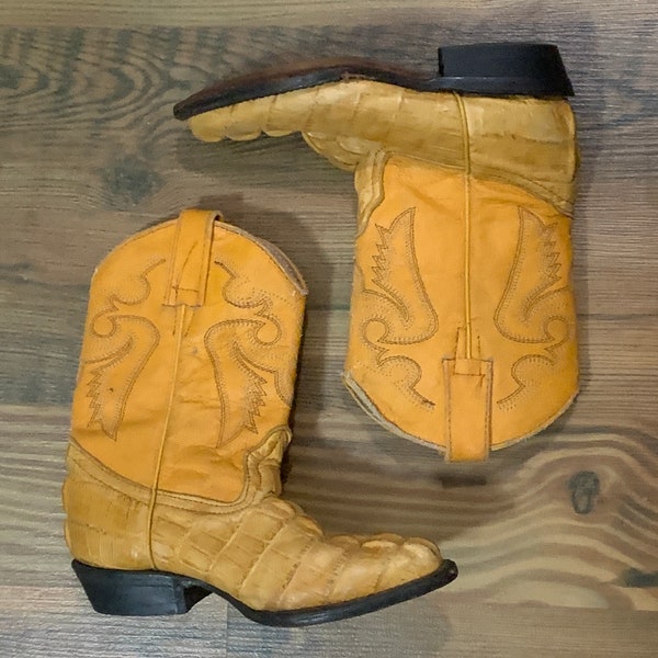Vintage Crocodile Leather Children’s Western Boots -  Size 9/10  Children’s Cowboys Boots