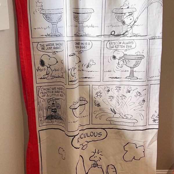 Vintage Peanuts Shower Curtain - Comic Book Style Snoopy Bathroom Shower Curtain