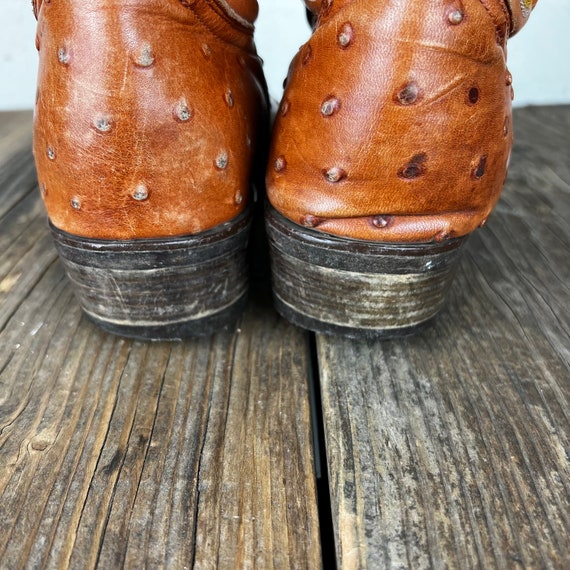 Vintage Pair of Ostrich Cowboy Boots Brown Shoes … Gem