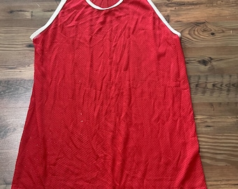 Vintage Mesh Tank Top - Red Jersey Made in the USA Size XL