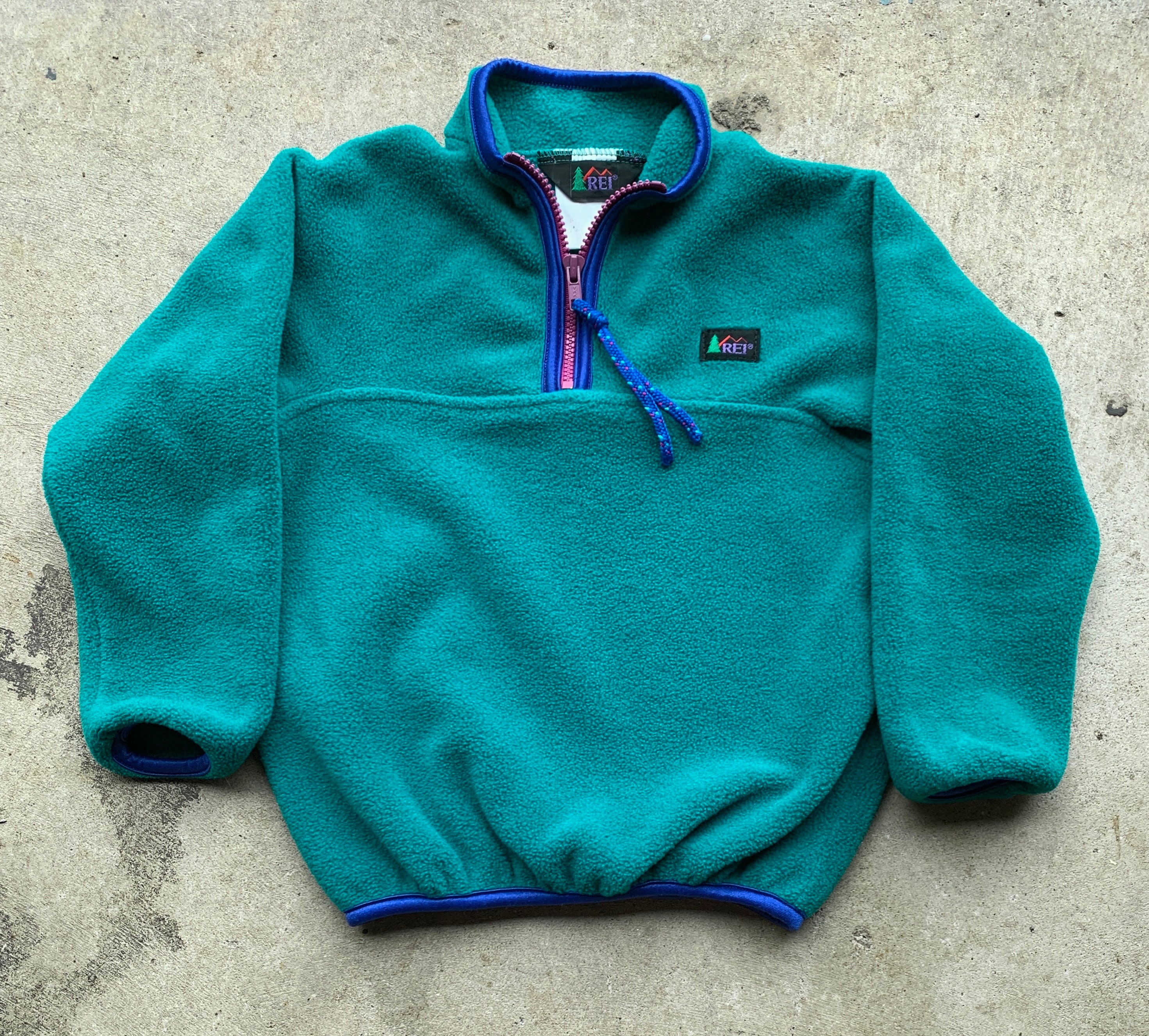 Vintage Teal REI Fleece Pullover Adult Size XXS Quarter Zip Jacket 