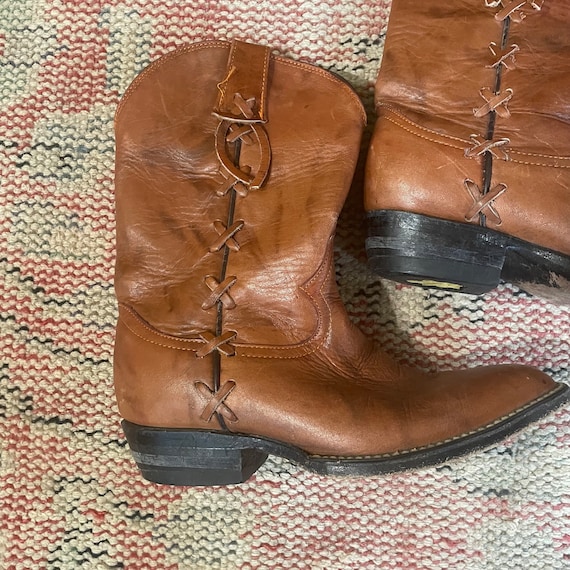 Vintage Brown Leather Children’s Cowboy Boots - S… - image 3