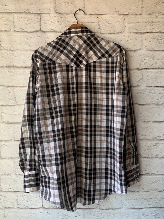 Vintage Wrangler Plaid Snap Front Western Shirt -… - image 2