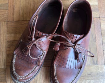 Vintage Cole Haan Brown Leather Loafers | Kiltie Tassel Bluchers | Size 8M | Made in Brazil