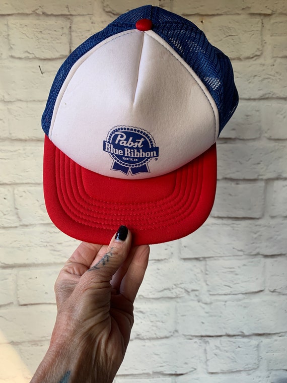 Vintage Pabst Blue Ribbon Trucker Hat- Red White … - image 2