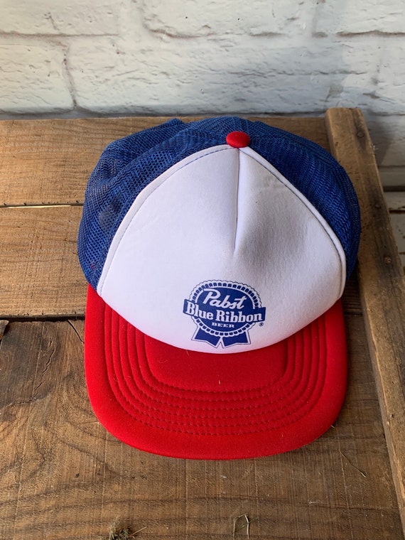 Vintage Pabst Blue Ribbon Trucker Hat- Red White … - image 1