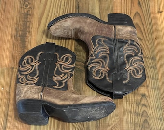Vintage Kids Western Boots- Brown Size 12 Toddler Cowboy Cowgirl Boot