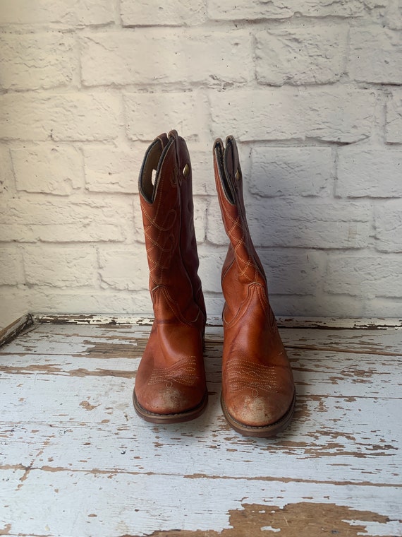 Vintage Wrangler Cowboy Boots - Brown  Cowgirl Bo… - image 3