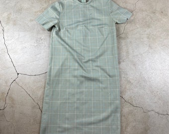 Vintage Plaid Dress - Shift Dress - Tunic - Green and Blue - Mod - 1960’s - Handmade - Short Sleeve -