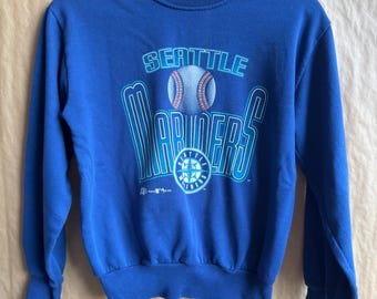 Vintage 90s Children’s Seattle Mariners Sweatshirt | Blue Crewneck | MLB Baseball | Graphic | Pullover | 10/12