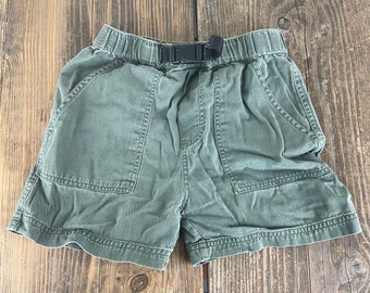 Short vert militaire unisexe vintage pour enfants - Taille 6/8 - Ceinture - Tactique -