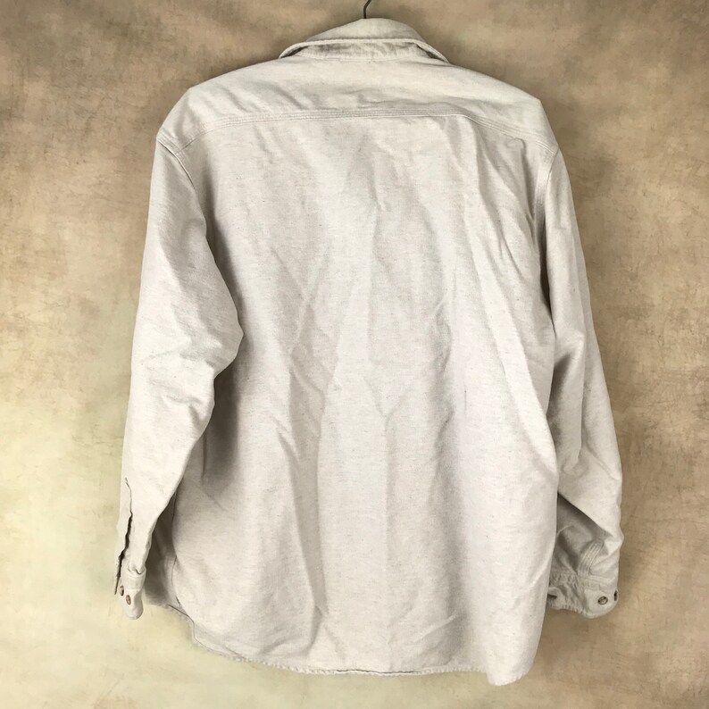 Vintage Beige Button Up Shirt Size Large Flannel Button Up Brown Button down Denim khaki XL Hipster Tan