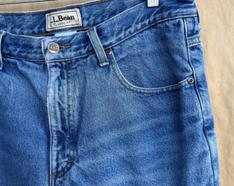 Vintage LL Bean Flannel Lined Jeans | Men’s 36X30 | Blue Double L | Plaid Denim