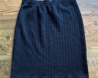 Vintage Black Jersey Skirt - Bodycon Pencil Skirt Size Medium