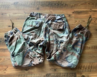 Vintage Military Issue Camouflage Trousers - Woodland BDU Cargo Pants Size SMALL Regular