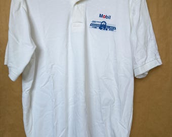Vintage 1988 Mobil 1 Racing Polo Shirt | XL | G.I. Joe's 200 Budweiser | Made in USA | Crystal Springs