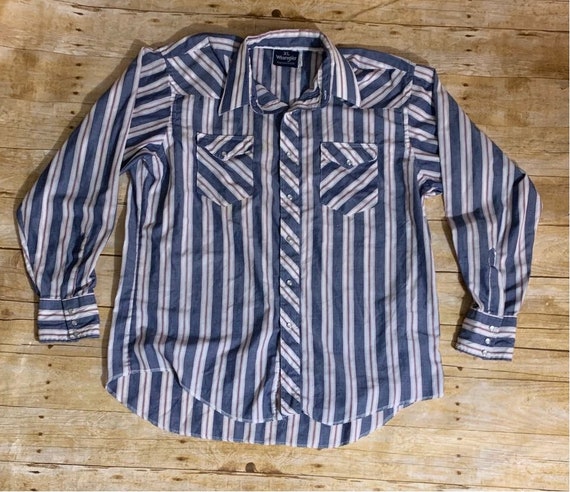 Vintage Wrangler Striped Snap Front Western Shirt Size X - Etsy