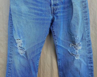 Vintage Levi's 501 denim knoopgulp | Verontruste jeans | Maat 38 x 33"