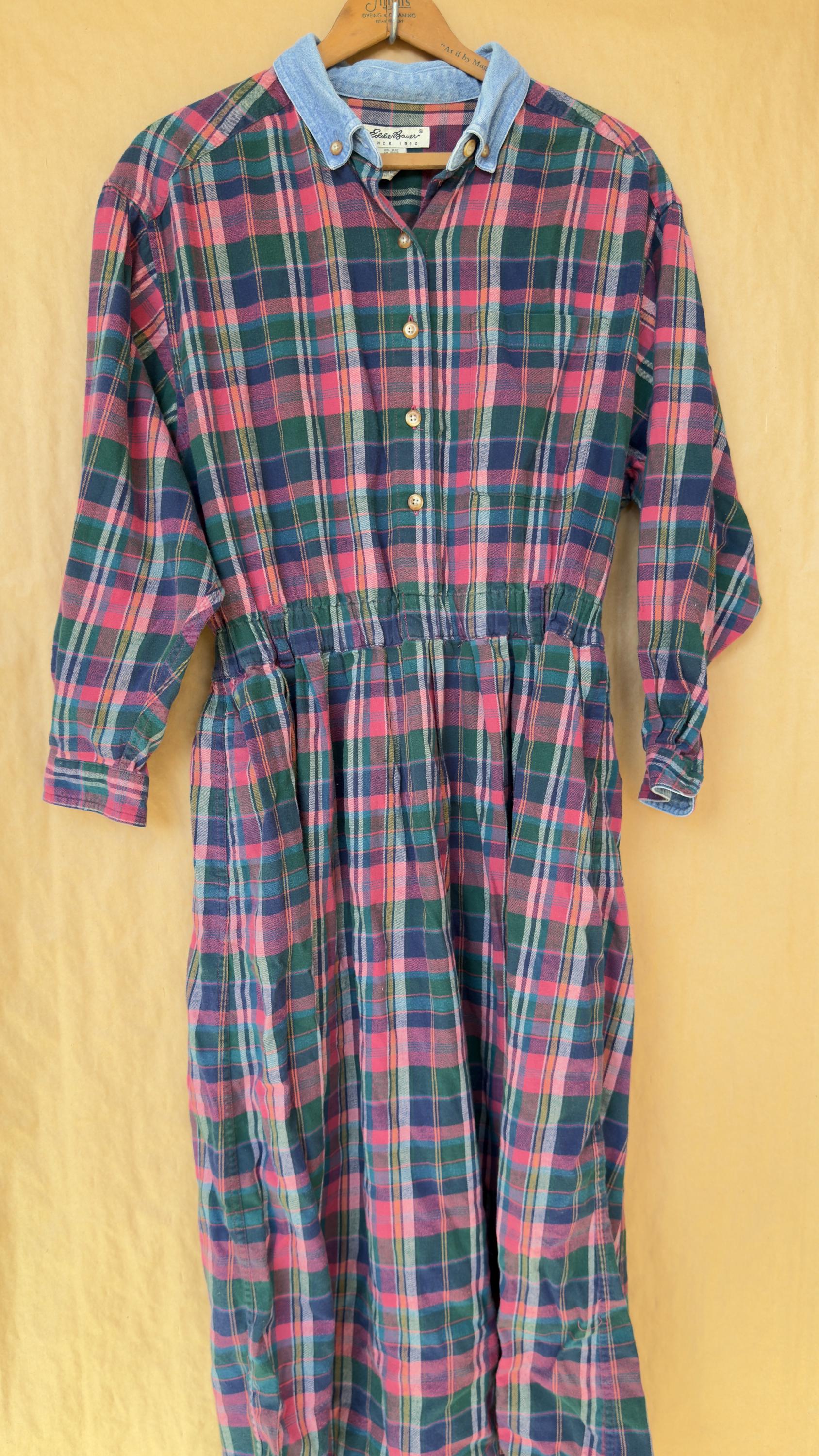 grunge flannel dress 90s Plaid Denim 24.01COLL
