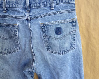 Vintage Carhartt Light Wash Distressed Denim Jeans 33x30 | 90s Workwear | Relaxed Tapered Faded Skate | Grunge Dad Pants