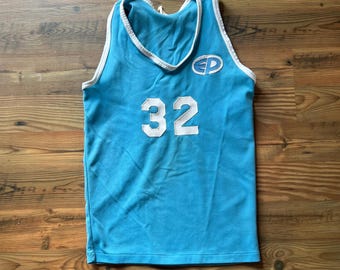 Vintage 1950’s Basketball Jersey - Number 32 - Blue and White Tank