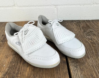 Vintage 1980’s Nike Golf Shoes - Men’s Size 6 1/2 - Deadstock - Dead Stock - White - Gray -