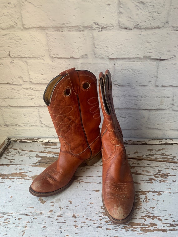 Vintage Wrangler Cowboy Boots - Brown  Cowgirl Bo… - image 4