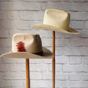Vintage Western Hat - Size 7 Felt Tall Crown Rancher Hat -