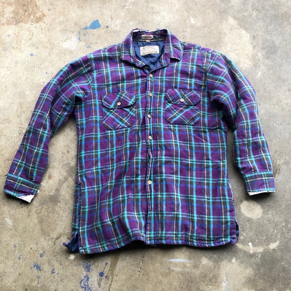 Vintage Quilted Flannel -Purple and Burgundy Flann
