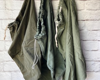 Vintage Military Haversack- WWII Canvas Rucksack - Olive Bag Militaria