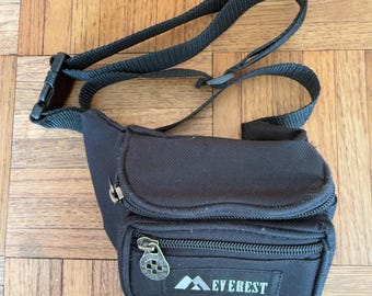 Vintage Everest Black Fanny Pack | Waist Bag |Canvas Travel | Hip Pouch | Festival Belt Bag |