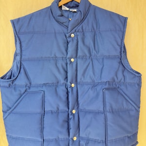 Vintage 70s UNITOG Blue Quilted Puffer Vest XXL | Rare Union Made USA | Workwear Gorpcore | Minimalist Puffer