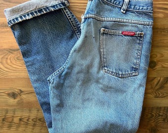 Vintage Dickies Jeans, Größe 34 x 32, getragene Arbeitskleidung aus Denim