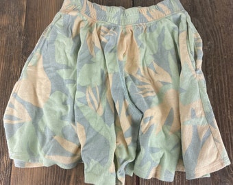 Vintage Leaf Print Damen Baumwollshorts - Größe Medium - Retro - Sommer