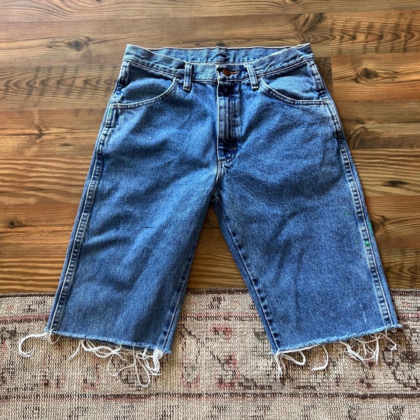 vintage short en jean bleu rouille - short en denim coupé - entrejambe de 33 cm (13 po.)