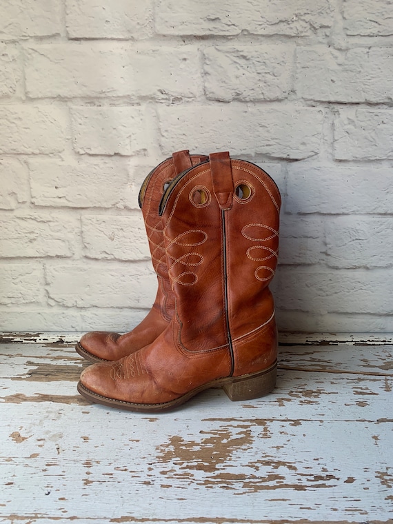 Vintage Wrangler Cowboy Boots - Brown  Cowgirl Bo… - image 2