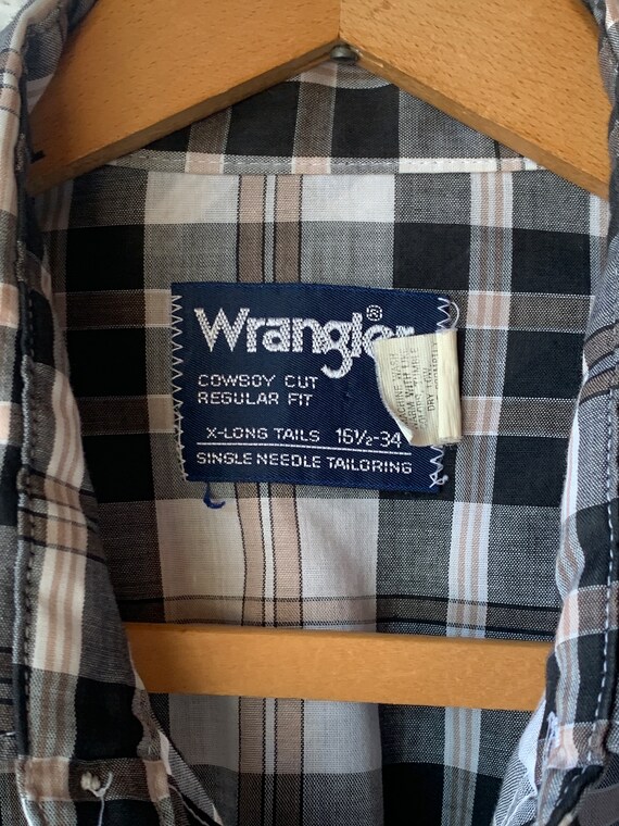 Vintage Wrangler Plaid Snap Front Western Shirt -… - image 6