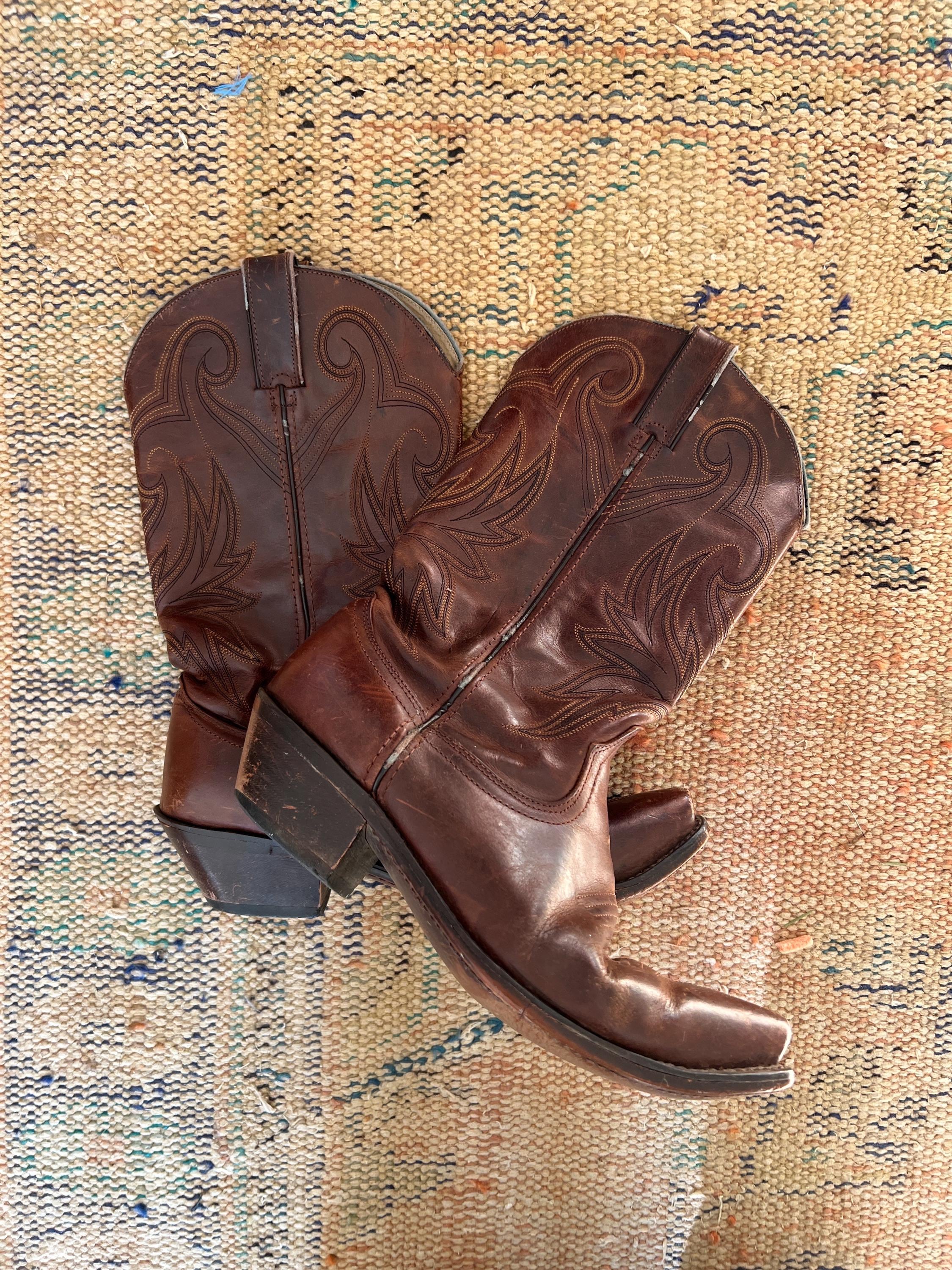 【大特価】Nine West Ringer Detailed Western ブーツ Nine West Brown High (3-3.9 in) Heel Height Boots for Women