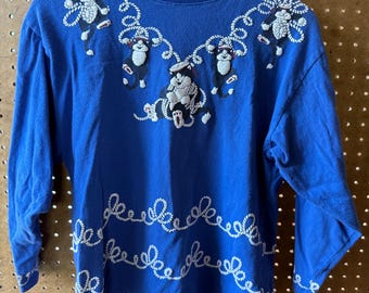 Vintage Spumoni Sweatshirt Puffy Paint Bears Penguin Patterned