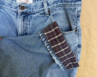 Vintage L.L.Bean Double L Flannel Lined Jeans - Homme 40 x 32 cm - Coupe classique en denim à carreaux - Vêtements de travail d'hiver Gorpcore des années 90 - W clair