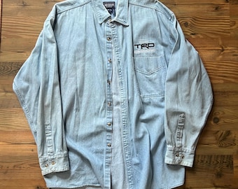 Vintage Toyota Racing Development Chambray Shirt Size XL - TRD Denim Button Up