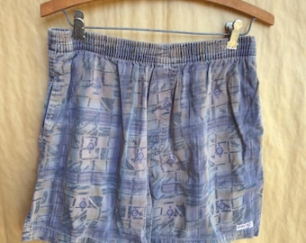 Vintage 90s Gecko Hawaii Aztec Geometric Print Shorts | Size L 14/16 Youth | Made In USA | 100% Cotton | Adult Small