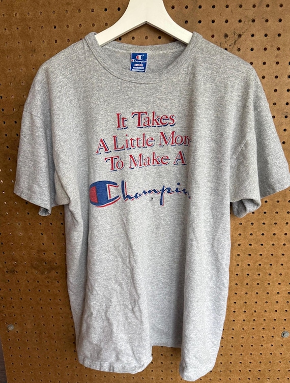 Camiseta vintage de campeón de una sola puntada XL Camisa gris