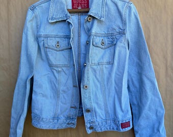 Vintage 90s Guess Jean Jacket | Y2K Denim | Size Medium | Light Wash