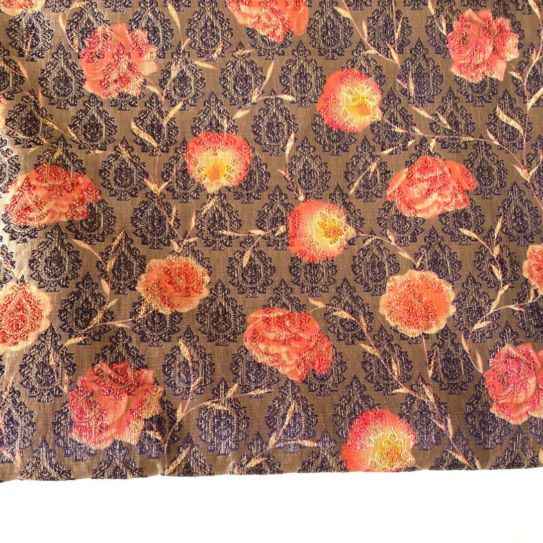 Jacquard Fabric Coat Fabric Gold Silk Jacquard Fabric Light Pink Background  Dress Fabric by the Half Yard 