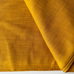 Mustard Indian Cotton Flax, Linen Texture , Thin Cotton Slub Solid Colored Fabric by the Yard, Dressmaking fabric, Home and Fashion