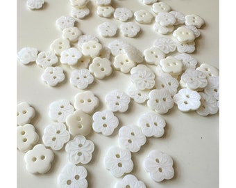 Vintage Floral Buttons Set - Off White 12mm Sewing Buttons - Bulk Button Lot for Crafting, 2 Hole Plastic Button, 18L Great for sewing