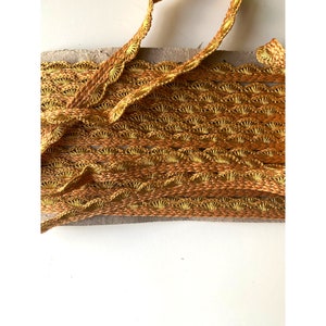 Indiaas goudkleurig geborduurde kralen Indiaas ontwerp ambachtelijke decoratieversiering, op maat gesneden 1,5 cm rand, smal kant, wordt gratis verzonden bij andere