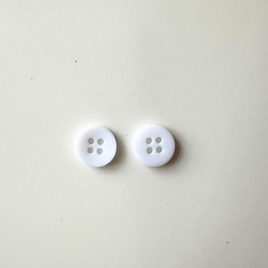 White Round Buttons Set - 12mm Sewing Buttons - Bulk Button Lot for ...